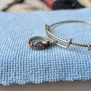 Alex and Ani Gold Bracelet with Red Accents